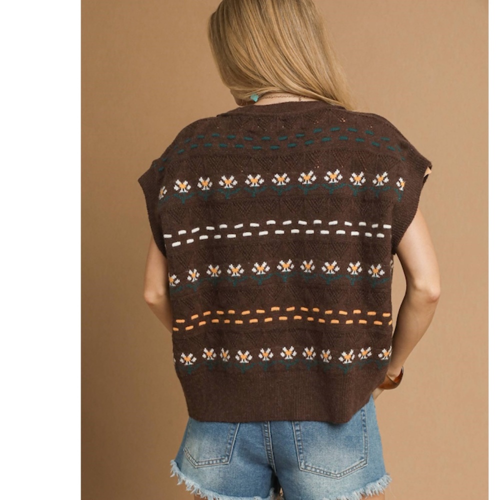 "The Daisy" Daisy Button-Down Knit Vest - Picture 3 of 3